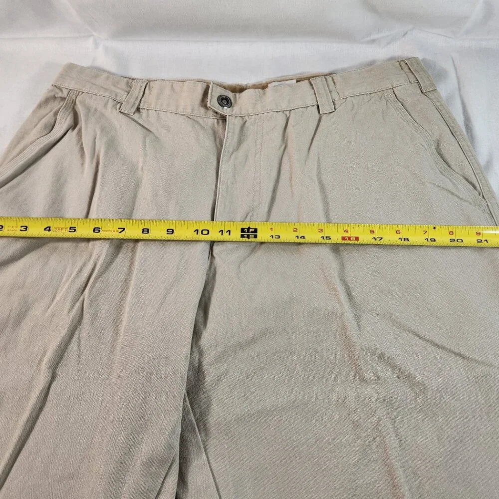 Columbia Outdoor Mens Cotton Khaki Pants Sz 36 (Actual 35) Snap Button Belted - Picture 3 of 12